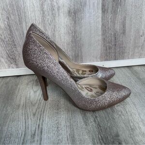 Juicy Couture Glitter Heels in Silver and Cream